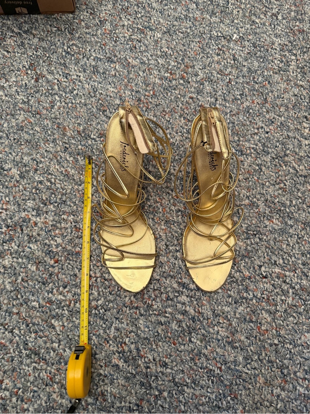 Women’s gold heels Frederick’s of Hollywood size 12  5” heels